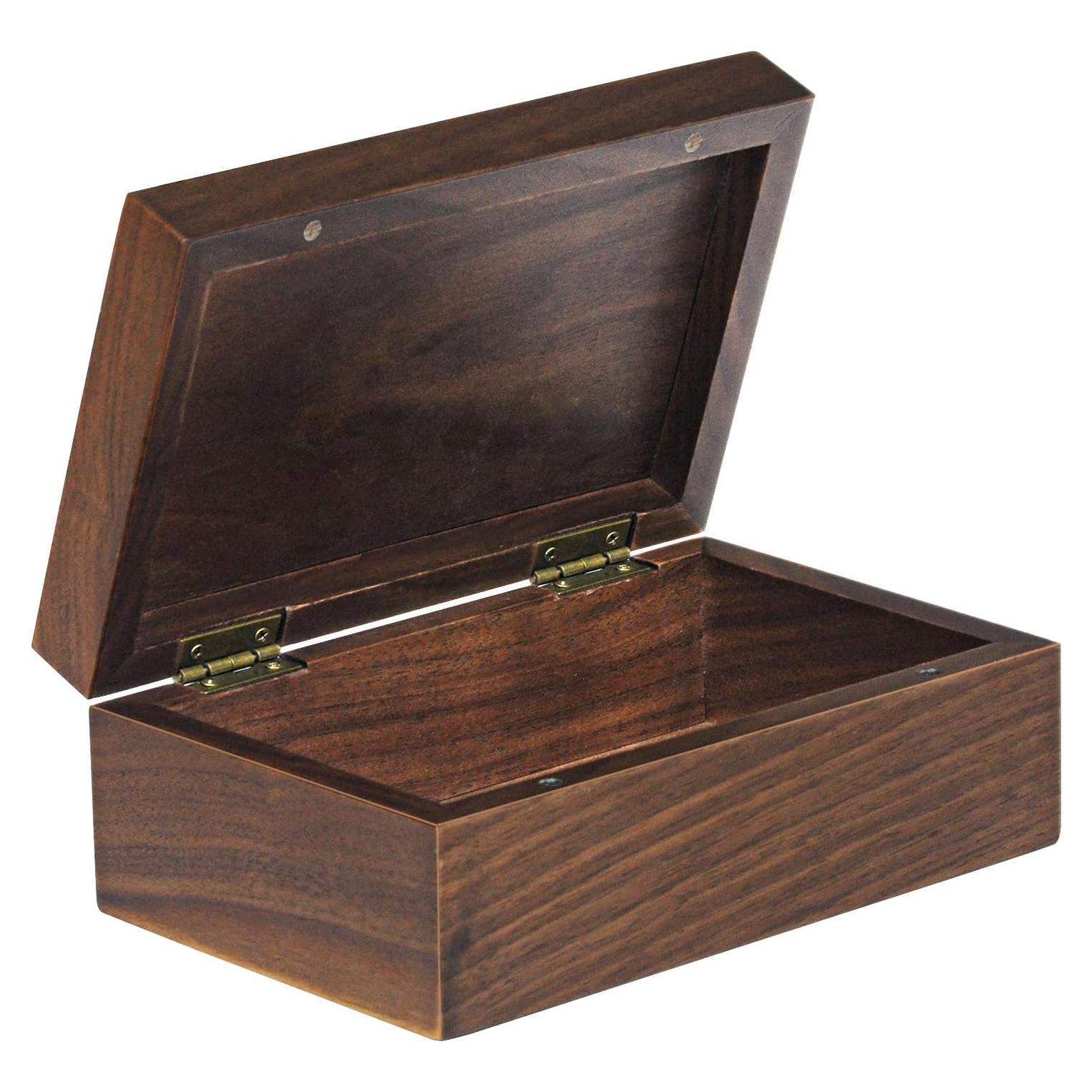 Caja de Recuerdos de Madera de Nogal EXISTENTE - 17.1x11.1x6.7 cm