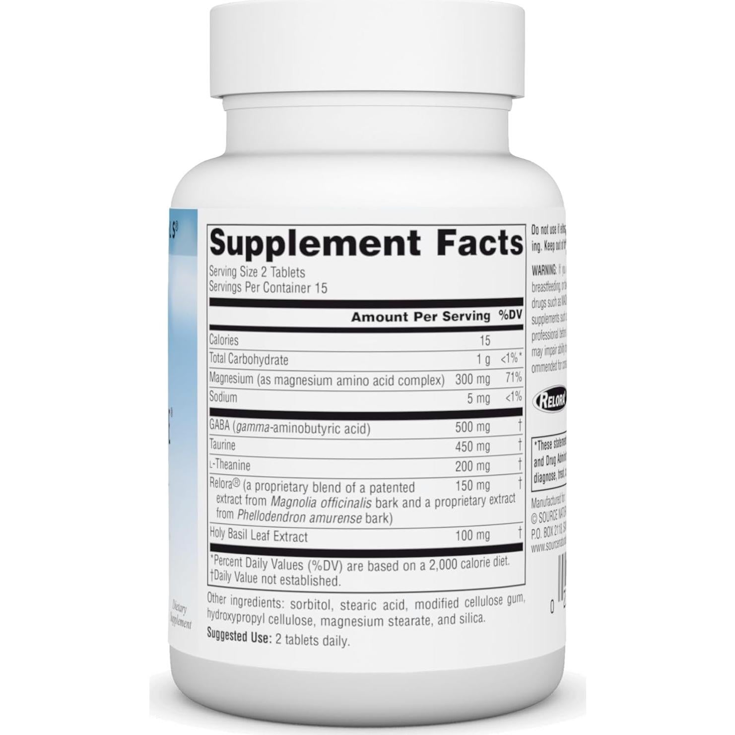 Suplemento Nutricional Source Naturals Theanine Serene 30 Tabletas