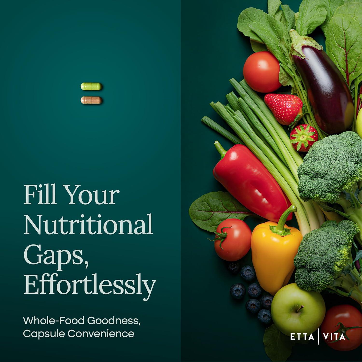 Suplemento Orgánico de Frutas y Verduras Etta Vita 180 Cápsulas