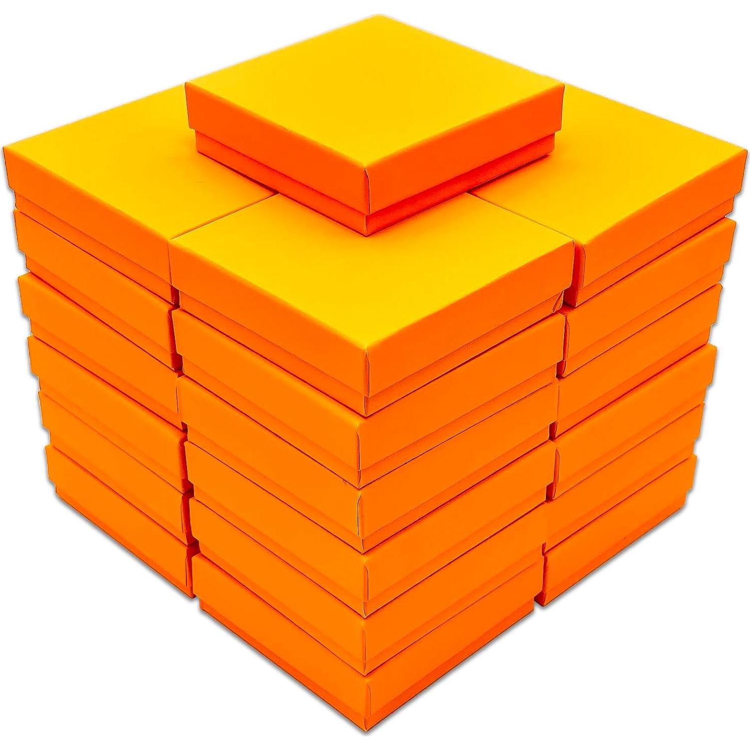 Cajas de Cartón Rellenas de Algodón TheDisplayGuys 25 Unidades Neon Marigold 8.9x8.9x2.5 cm