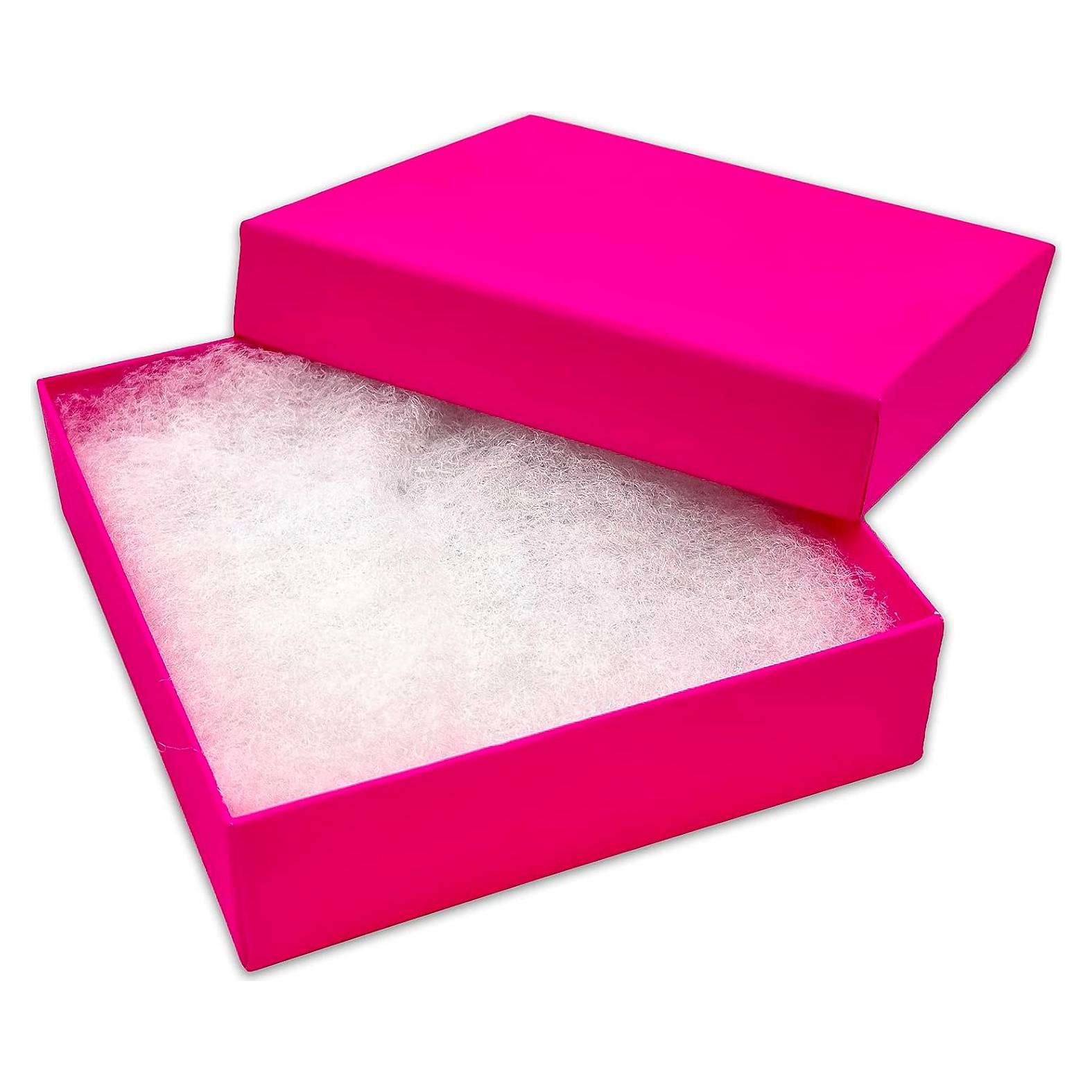 Cajas de Cartón Rellenas de Algodón Kraft - Fucsia Neón - 25 Unidades