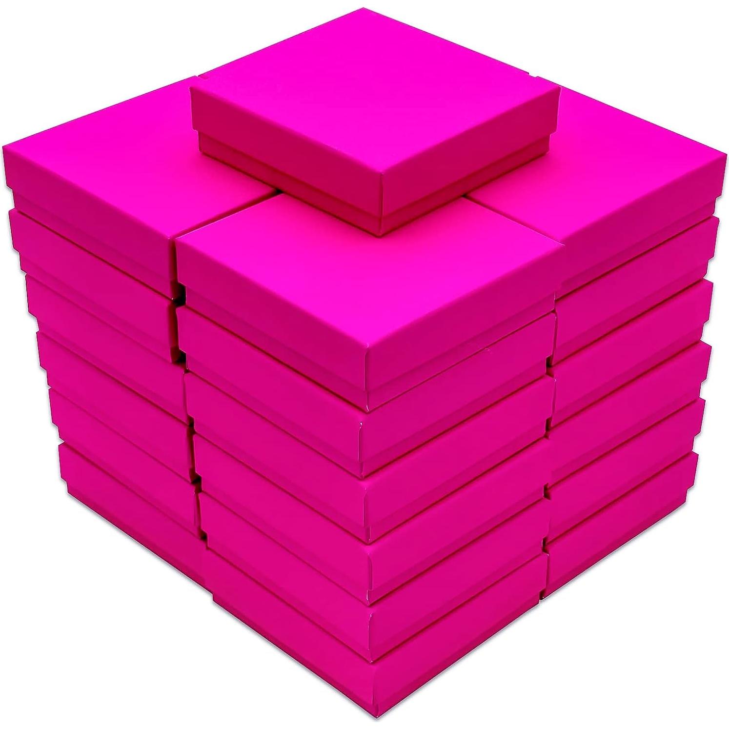 Cajas de Cartón Rellenas de Algodón Kraft - Fucsia Neón - 25 Unidades