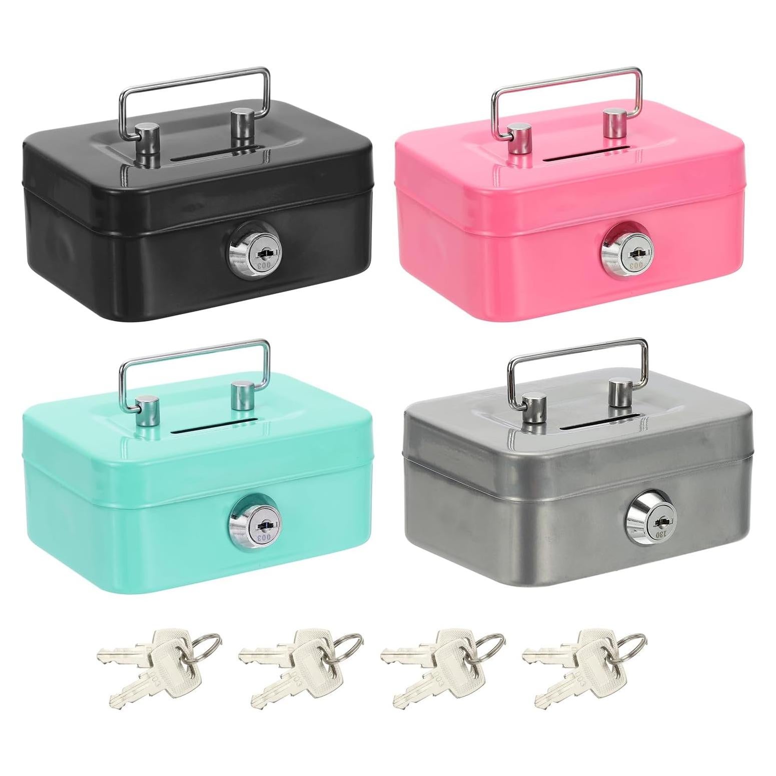 Mini Caja Fuerte PATIKIL 4 Pcs Metal 11.5x5.8x8.5 cm Colores