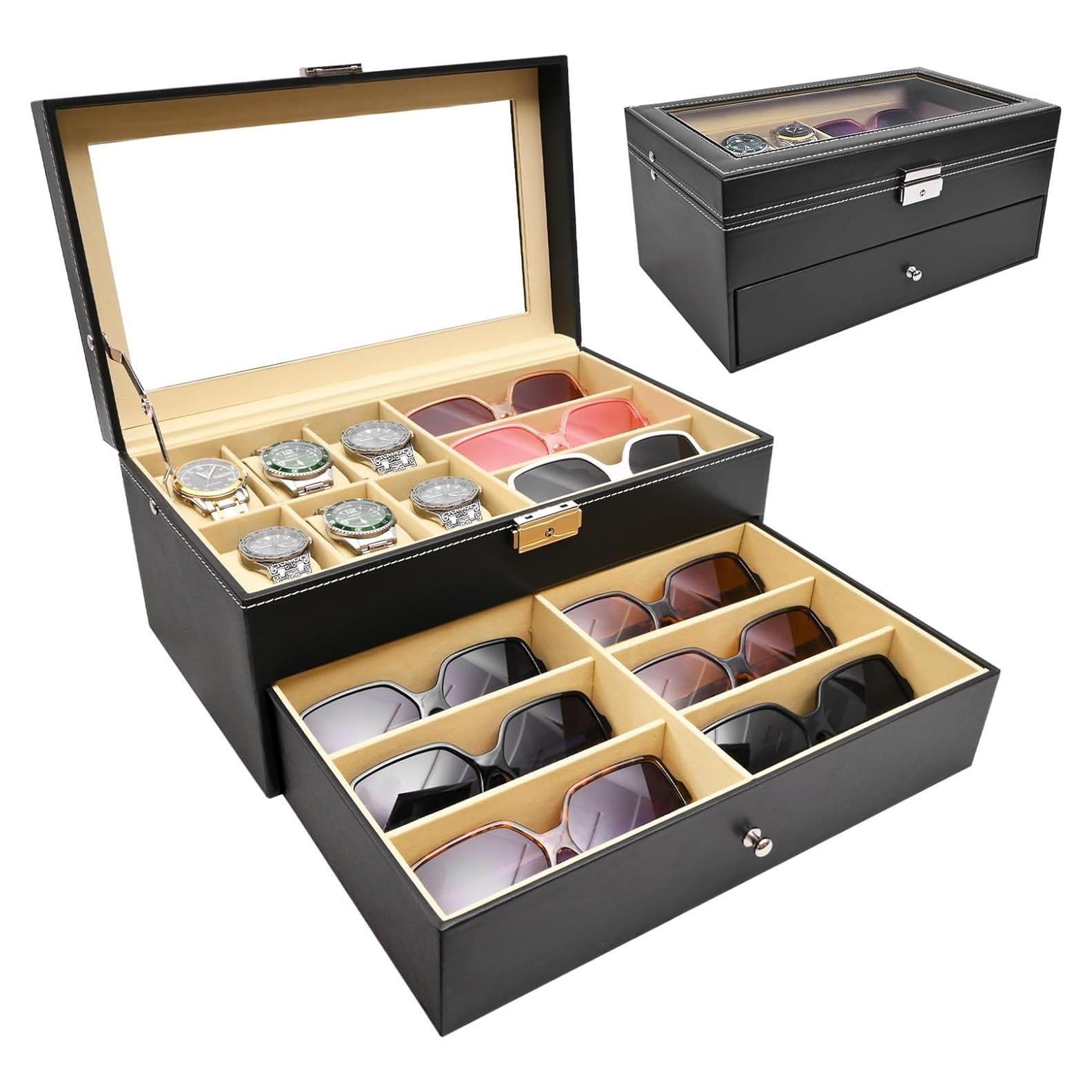 Caja Organizadora de Reloj y Gafas Vevitts - 15 Compartimentos