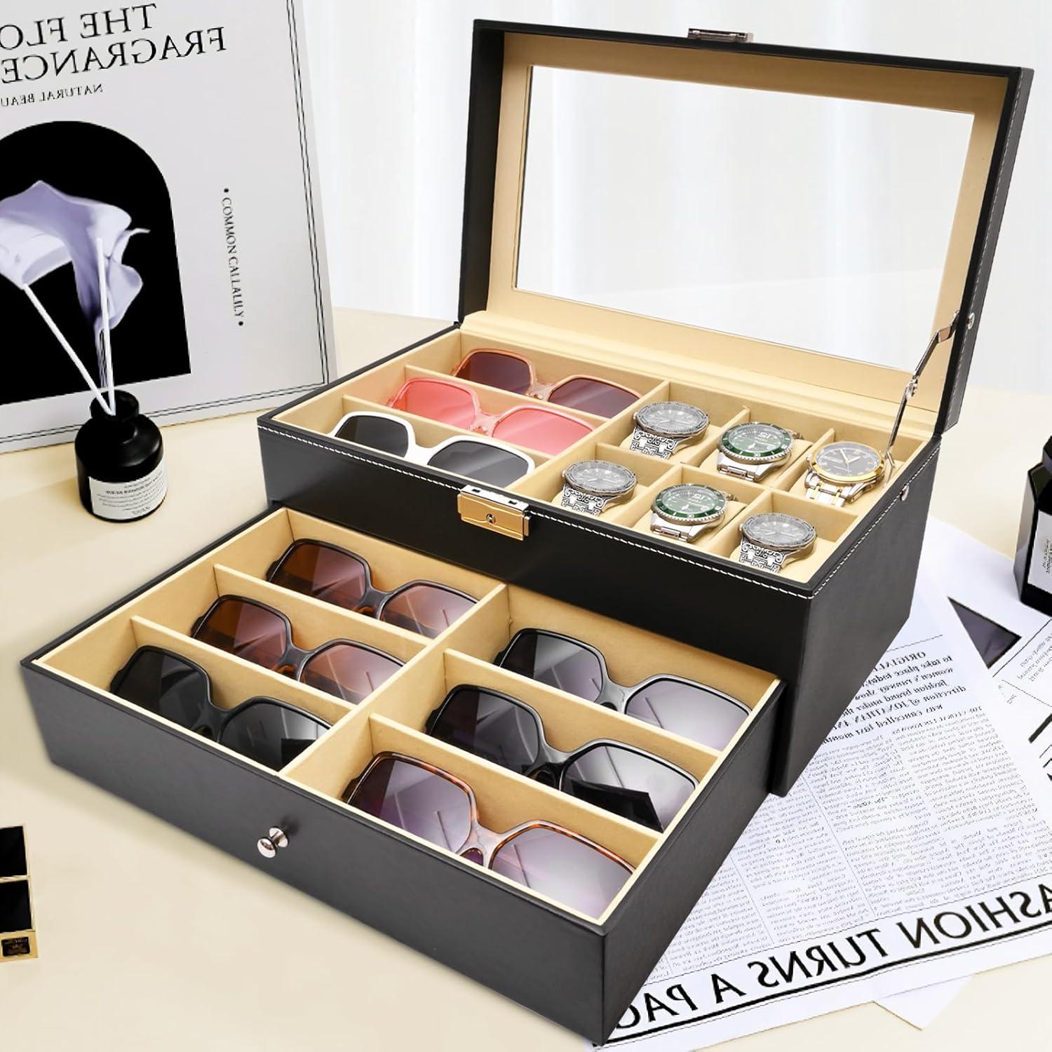 Caja Organizadora de Reloj y Gafas Vevitts - 15 Compartimentos