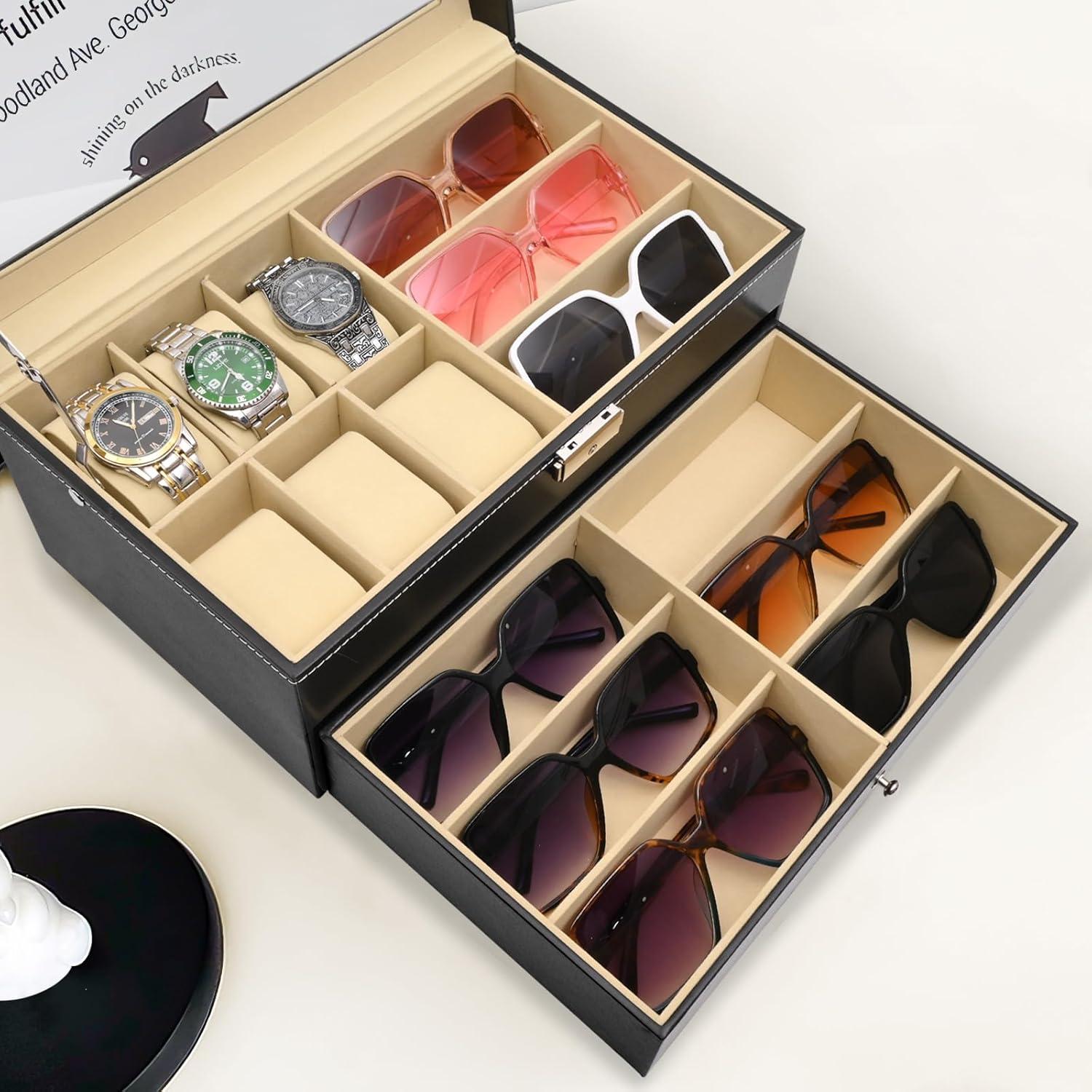 Caja Organizadora de Reloj y Gafas Vevitts - 15 Compartimentos