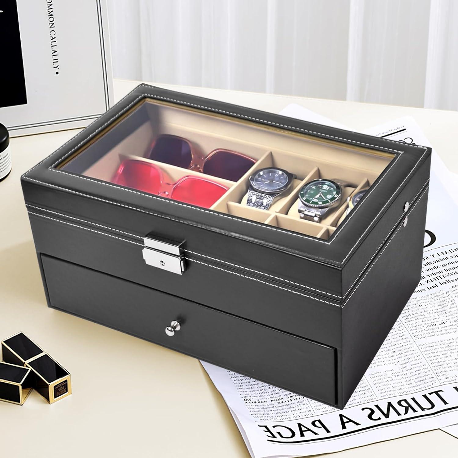 Caja Organizadora de Reloj y Gafas Vevitts - 15 Compartimentos