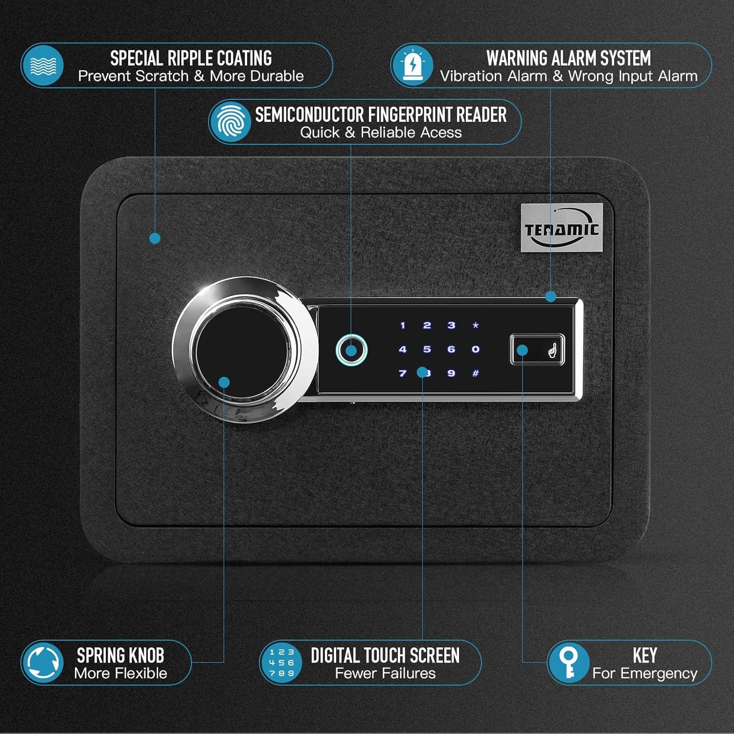 Caja Fuerte Biométrica Tenamic TC25 0.85 Pies Cúbicos Acero