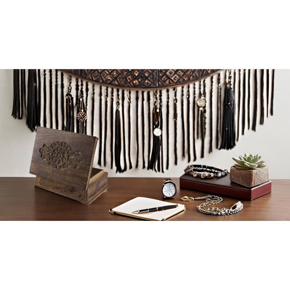 Caja de Joyería Decorativa de Madera Hecha a Mano 20x15cm