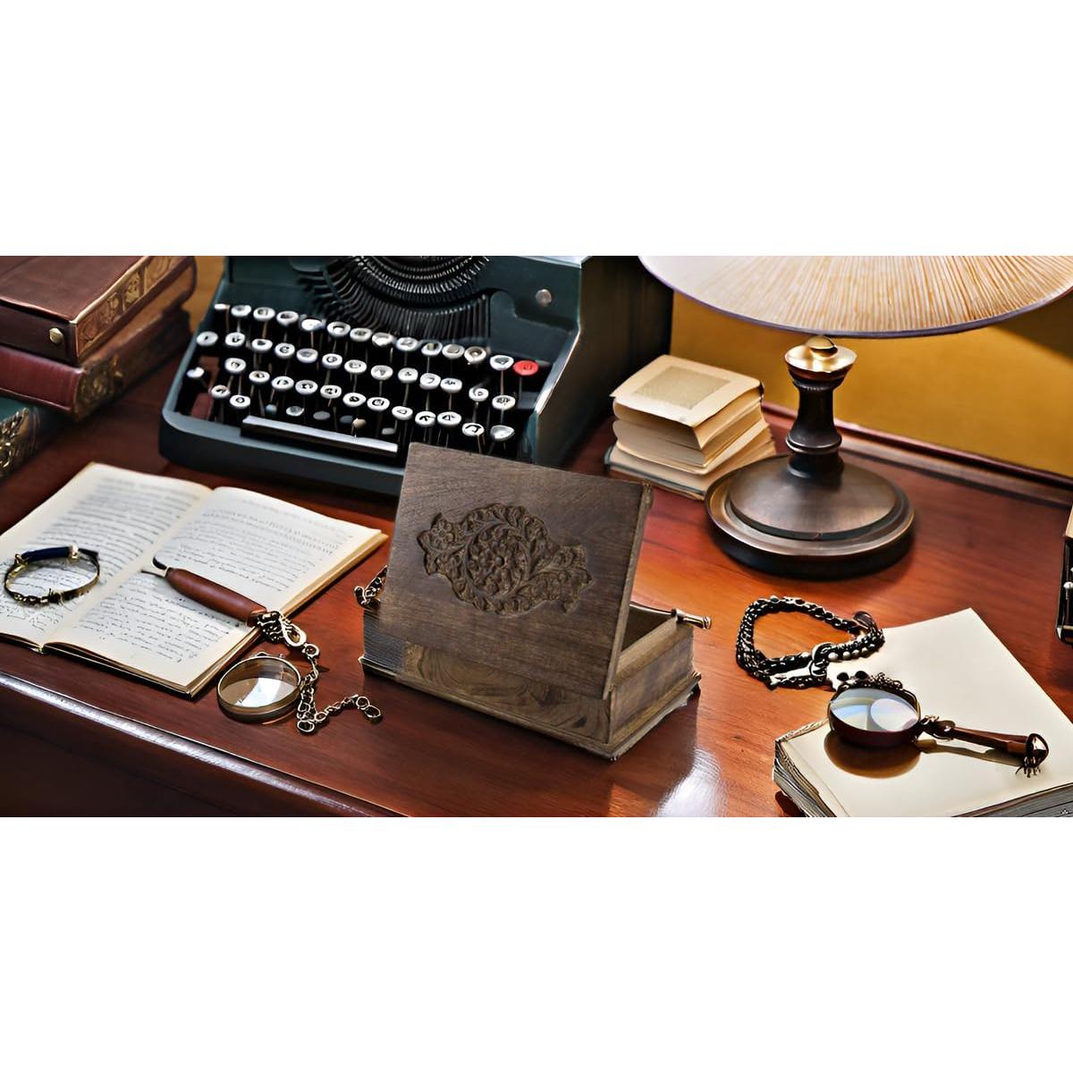 Caja de Joyería Decorativa de Madera Hecha a Mano 20x15cm