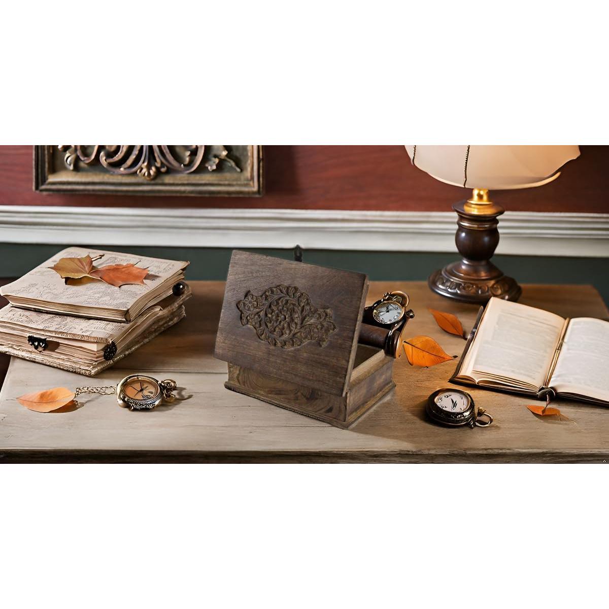 Caja de Joyería Decorativa de Madera Hecha a Mano 20x15cm