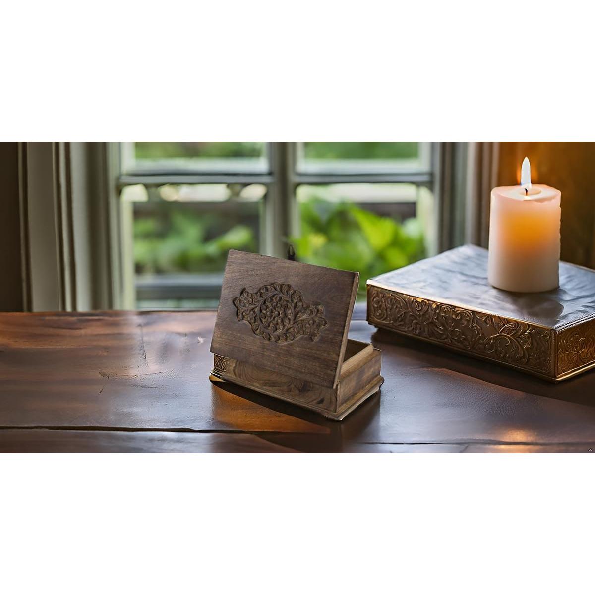 Caja de Joyería Decorativa de Madera Hecha a Mano 20x15cm