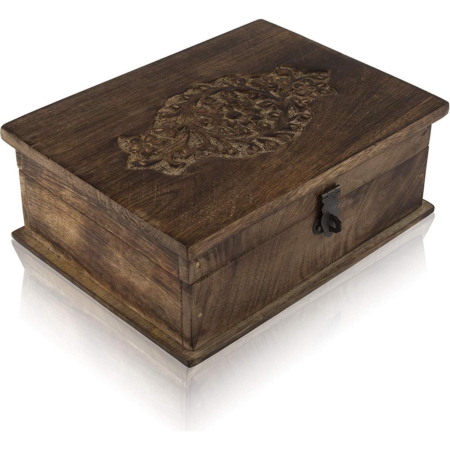 Caja de Joyería Decorativa de Madera Hecha a Mano 20x15cm