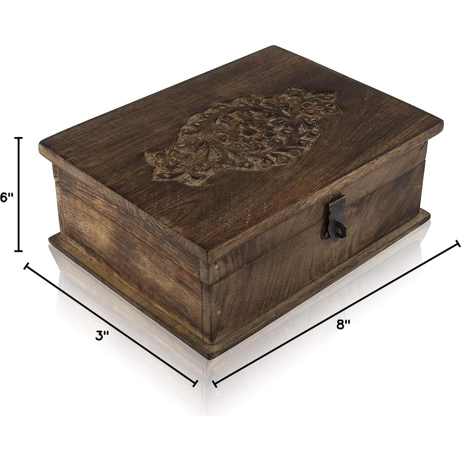 Caja de Joyería Decorativa de Madera Hecha a Mano 20x15cm