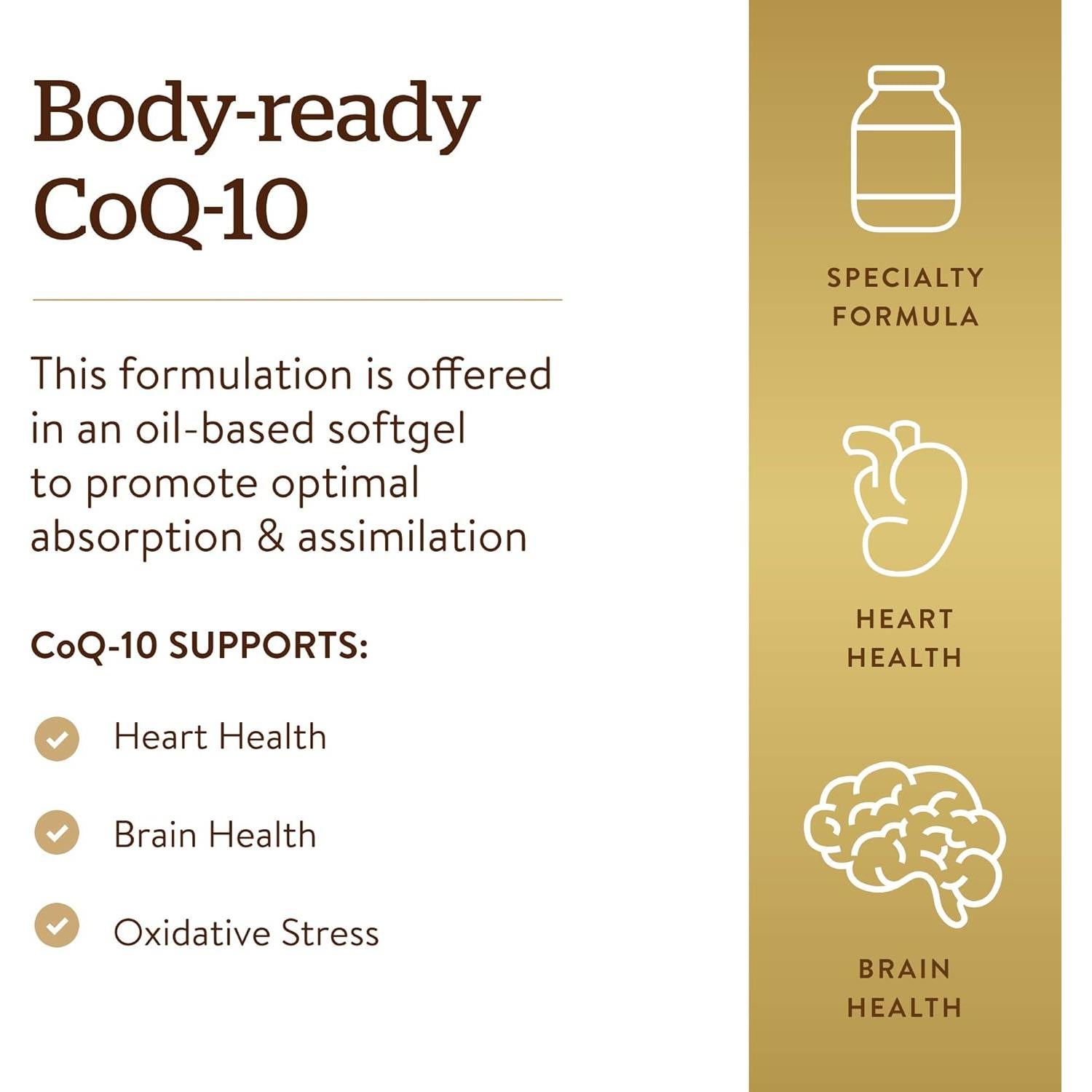 Solgar CoQ-10 100 mg 90 Softgels - Suplemento Antienvejecimiento