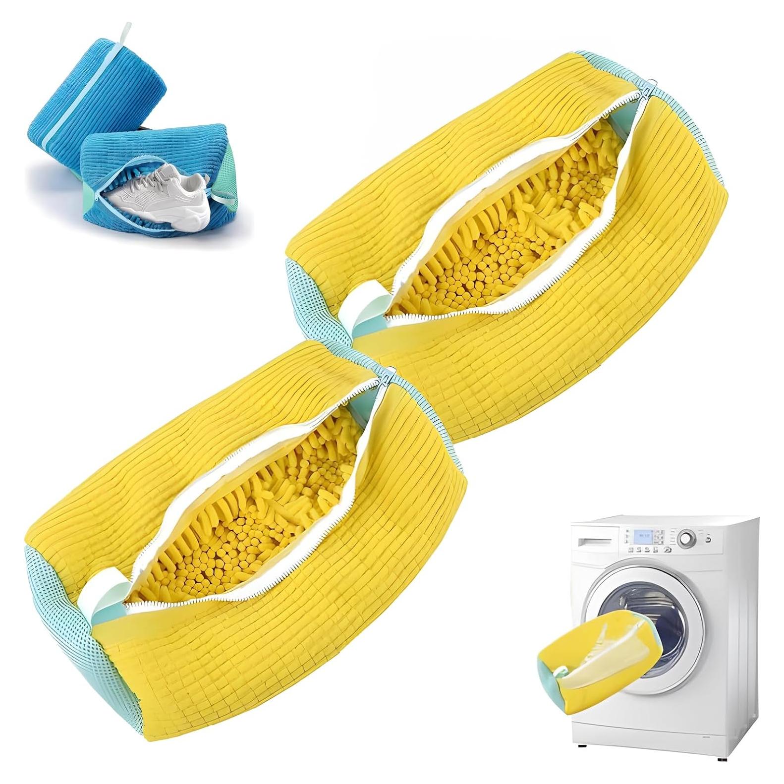 Bolsa de Lavado de Zapatos TINLOK 2 Piezas Chenilla Amarillo