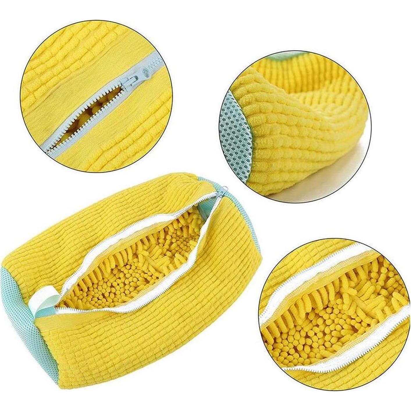 Bolsa de Lavado de Zapatos TINLOK 2 Piezas Chenilla Amarillo