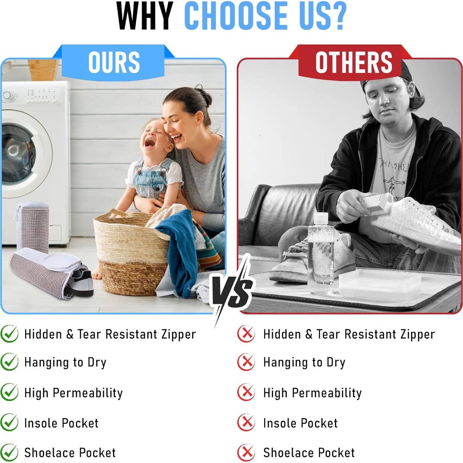 Bolsa de Lavado de Zapatos Farabi 2 Pcs Reutilizable 40x27 cm