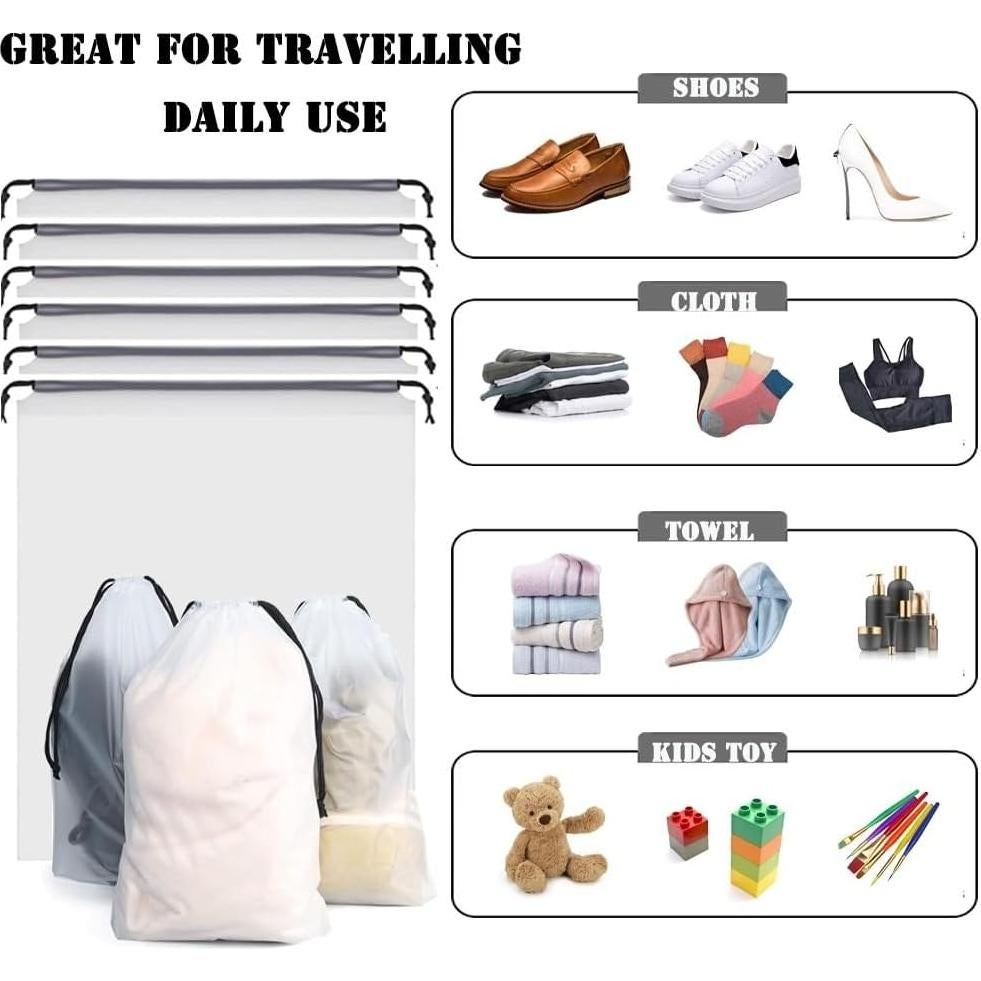 12 Bolsas Transparentes para Zapatos 30x40 cm - Viaje y Almacenamiento