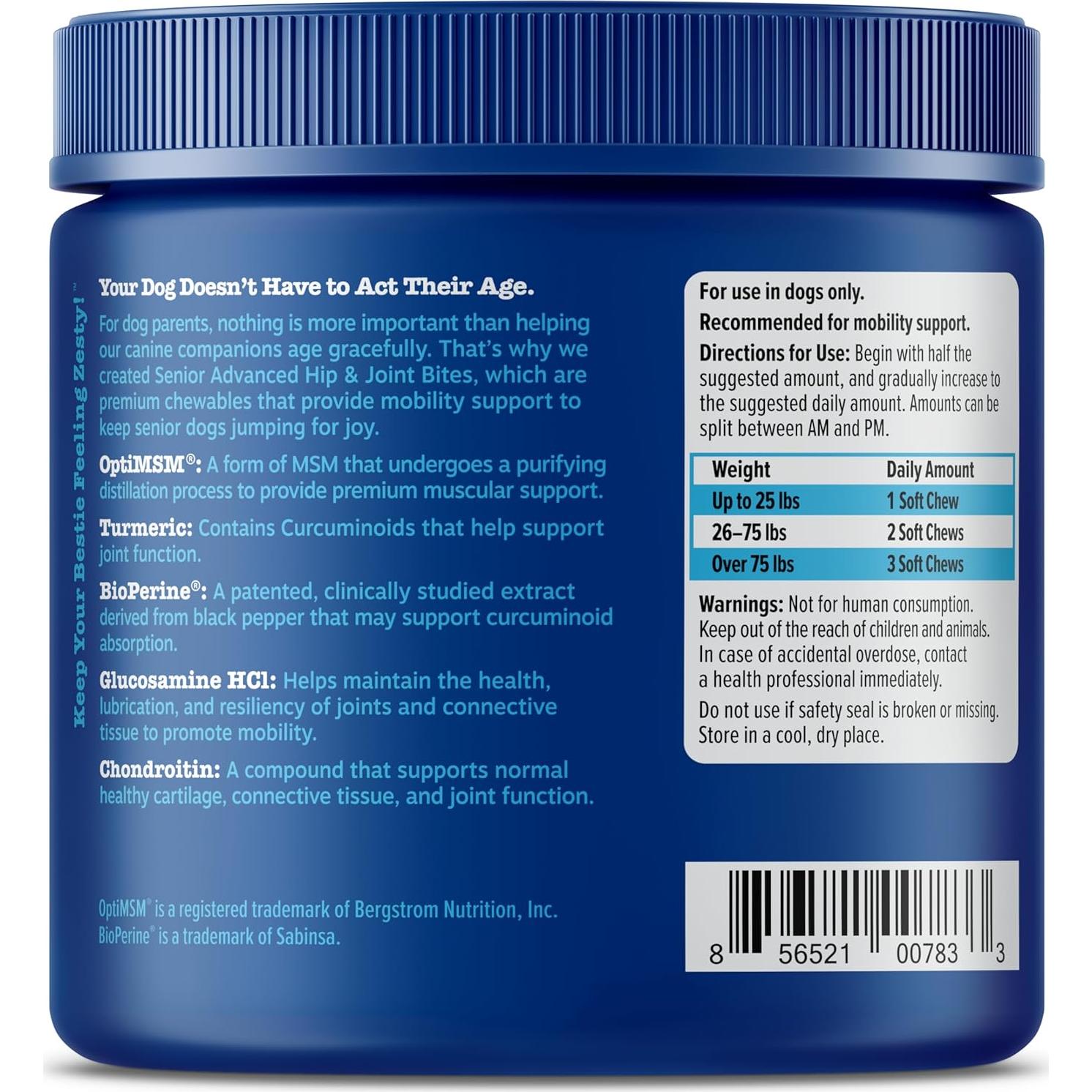 Zesty Paws Suplemento Articular para Perros - 90 Masticables de Pollo