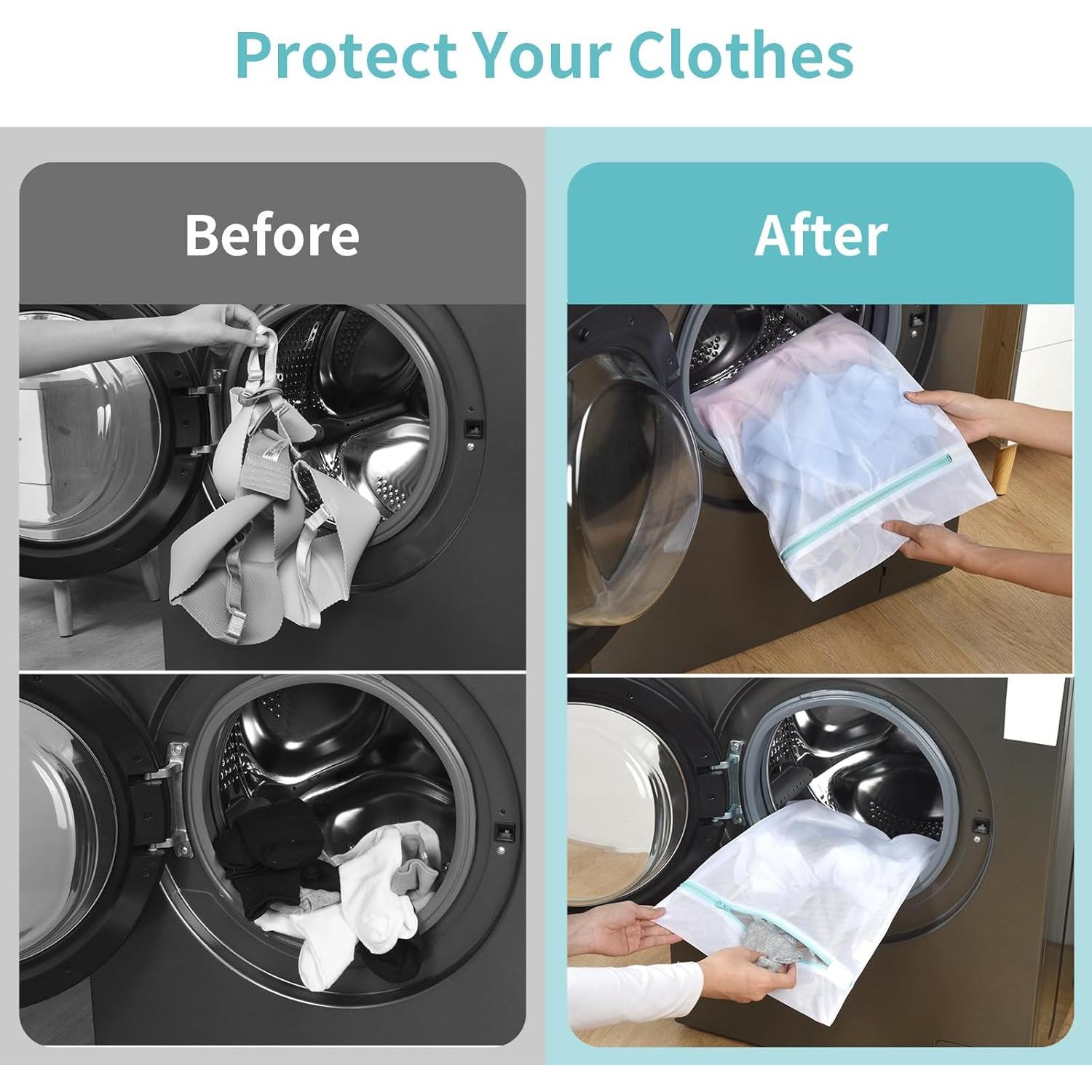 OTraki Bolsa de Lavandería de Malla 30x40 cm 2 Piezas Blanca