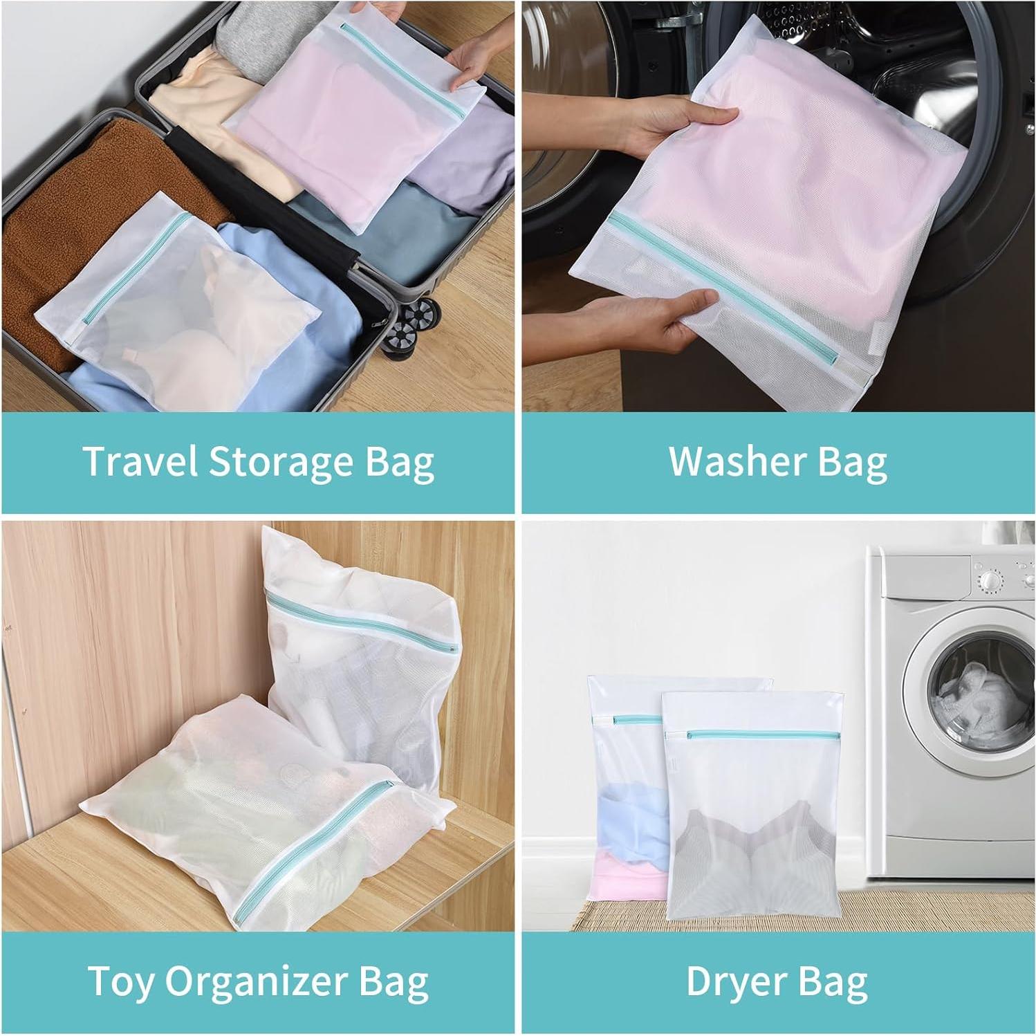 OTraki Bolsa de Lavandería de Malla 30x40 cm 2 Piezas Blanca