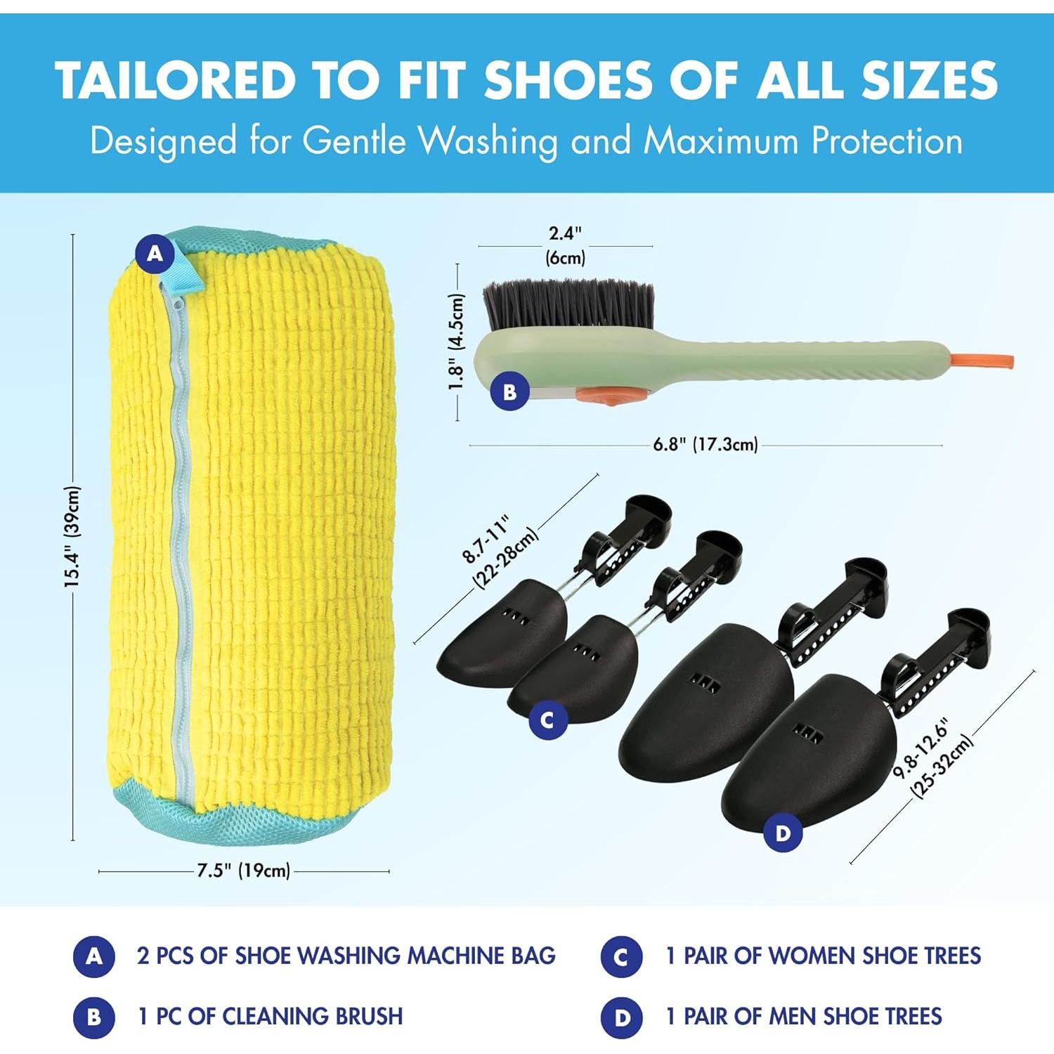Bolsa de Lavado de Zapatos FIRSTSPIN con Árboles Ajustables y Cepillo