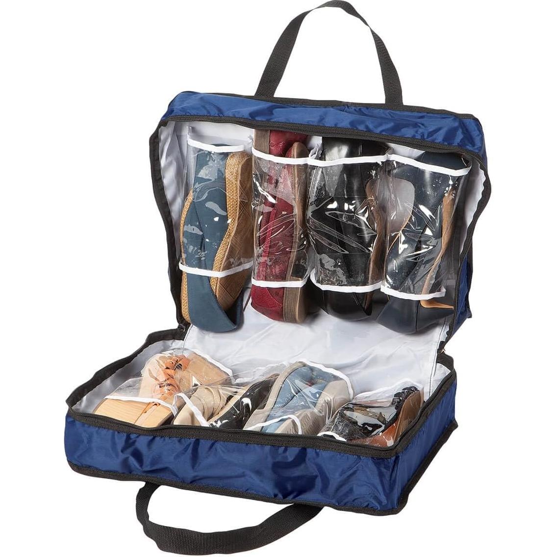 Estuche para Zapatos Fox Valley Traders - Vinilo Azul Marino, 8 Pares