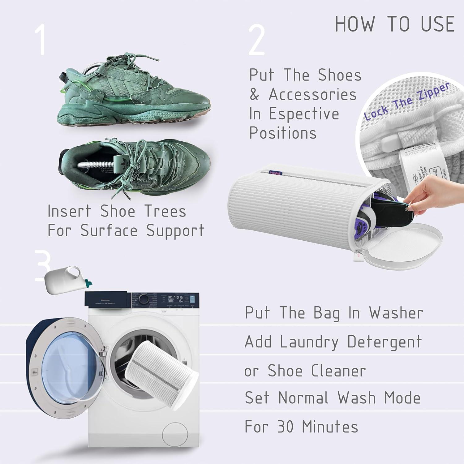 Bolsa Doble para Lavado de Zapatos HugList - Fibra Suave, 38x30cm