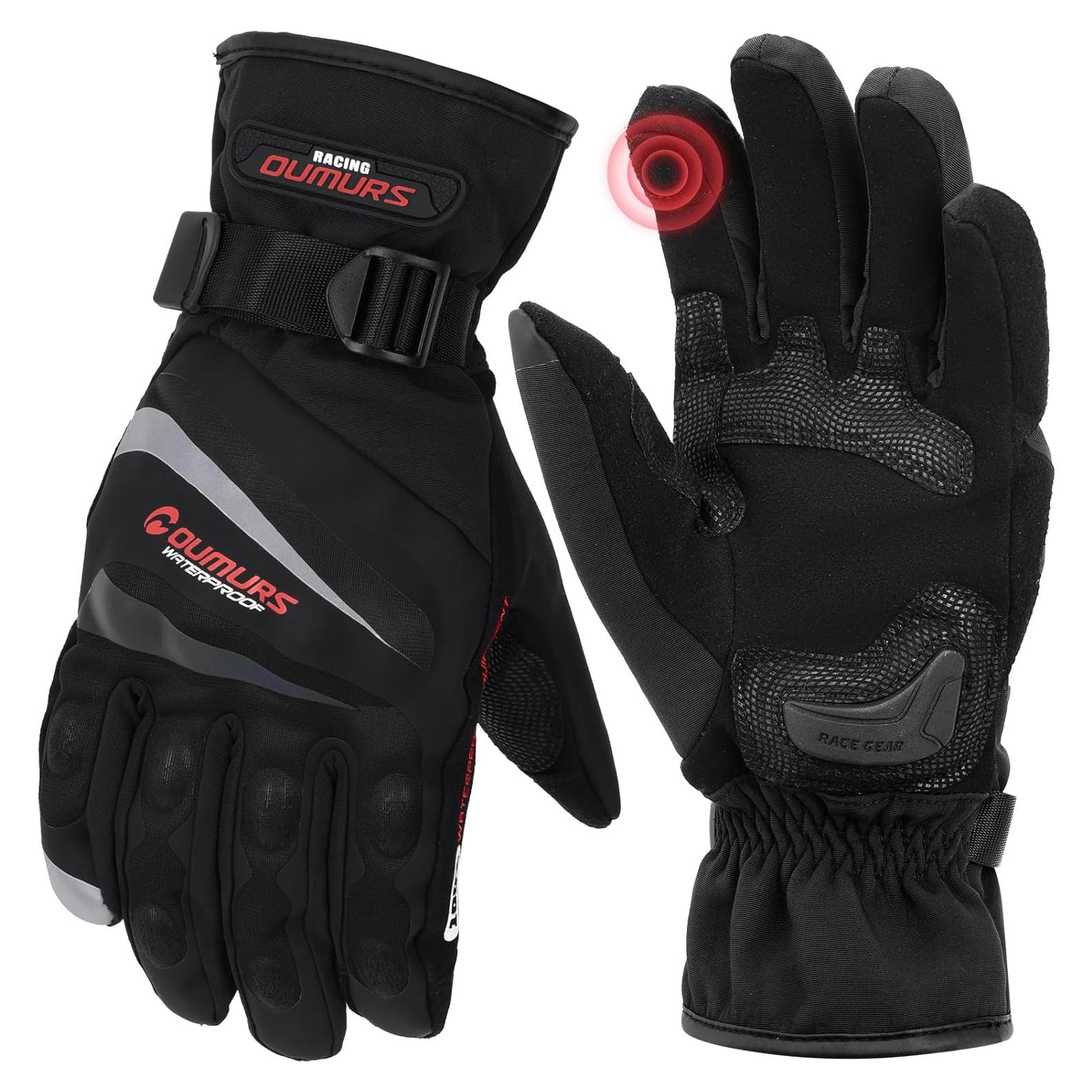 Winter Motorcycle Gloves, Rainproof Waterproof Riding Gloves with Touchscreen, Winter Gloves for ATV, UTV, Snowmobile