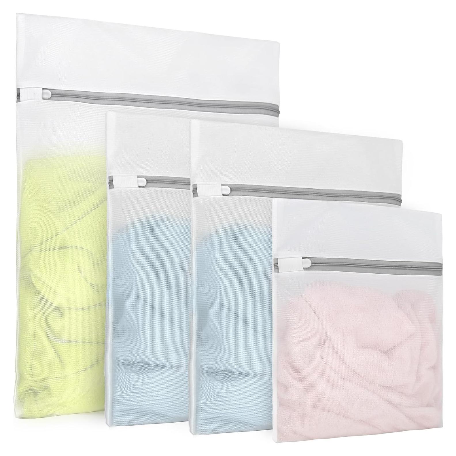 4 Bolsas de Lavandería de Malla Fina Muchfun - 1 Grande 40x50cm