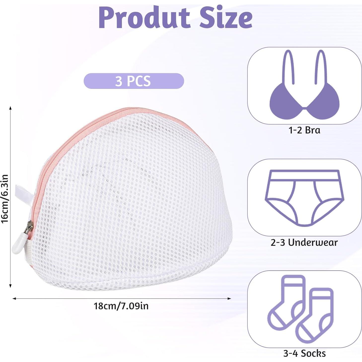 Giantree 3 Bolsas de Lavado para Sujetadores Rosa 18x16cm