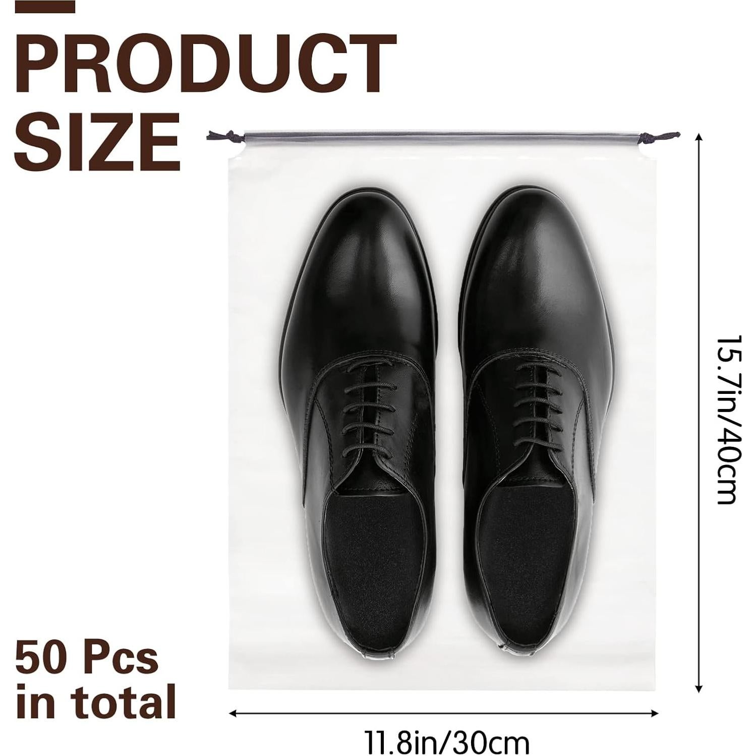 50 Bolsas de Zapatos de Viaje Translúcidas Irrmshr 30x40cm