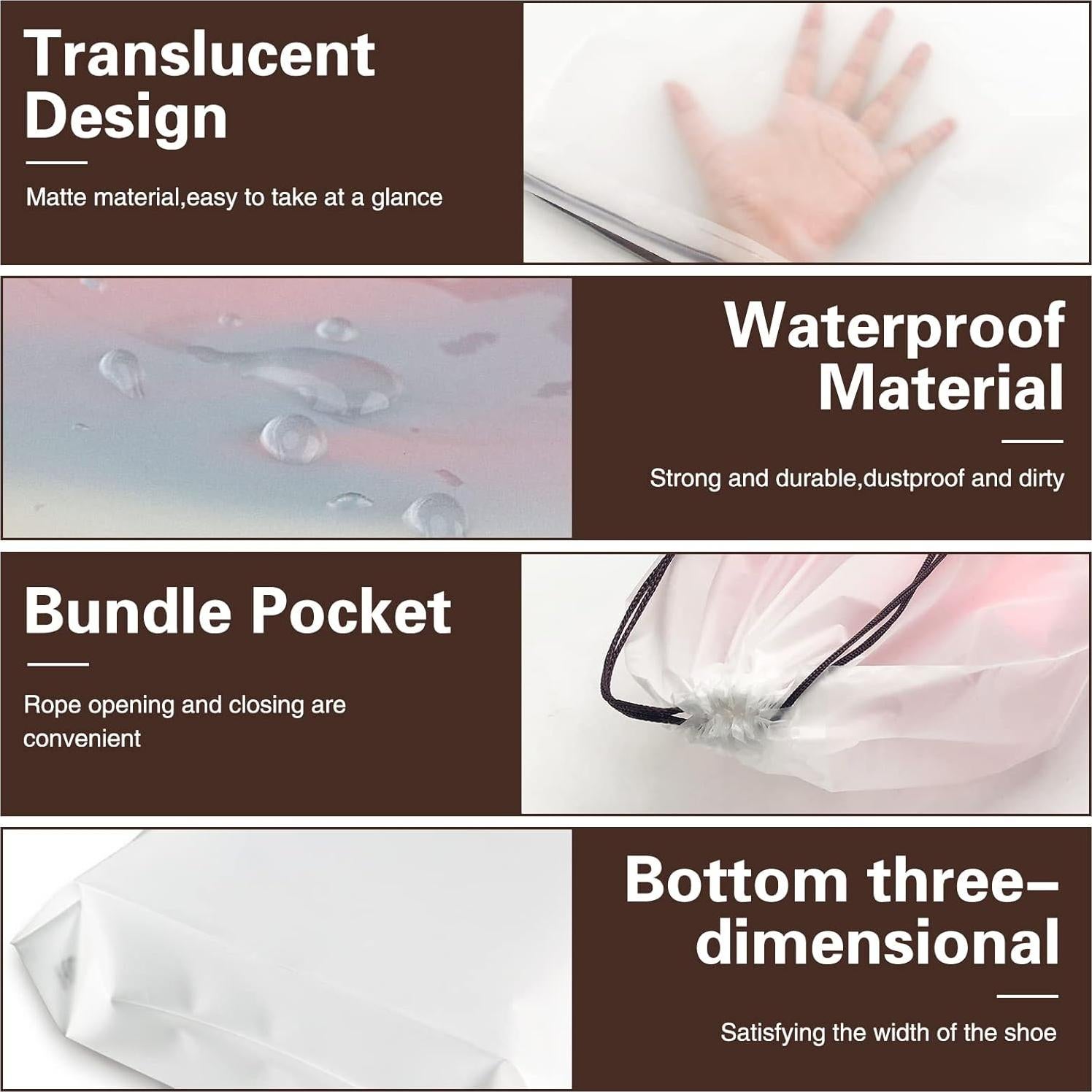 50 Bolsas de Zapatos de Viaje Translúcidas Irrmshr 30x40cm