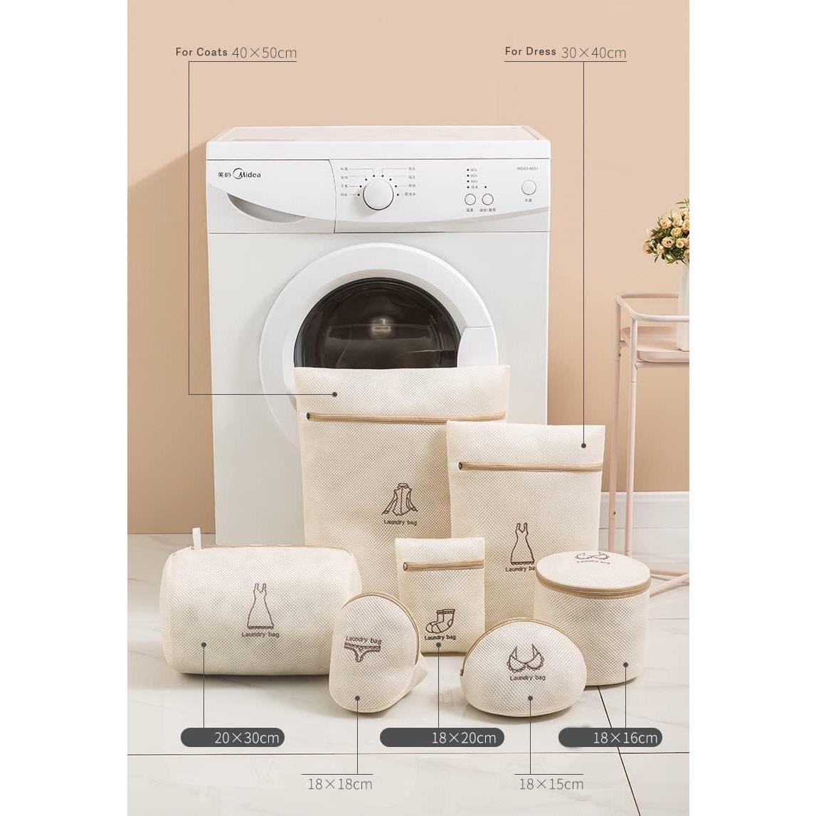 Bolsas de Lavandería GIGIFULL 7 Pcs Malla Reutilizables 35.6x20.3 cm