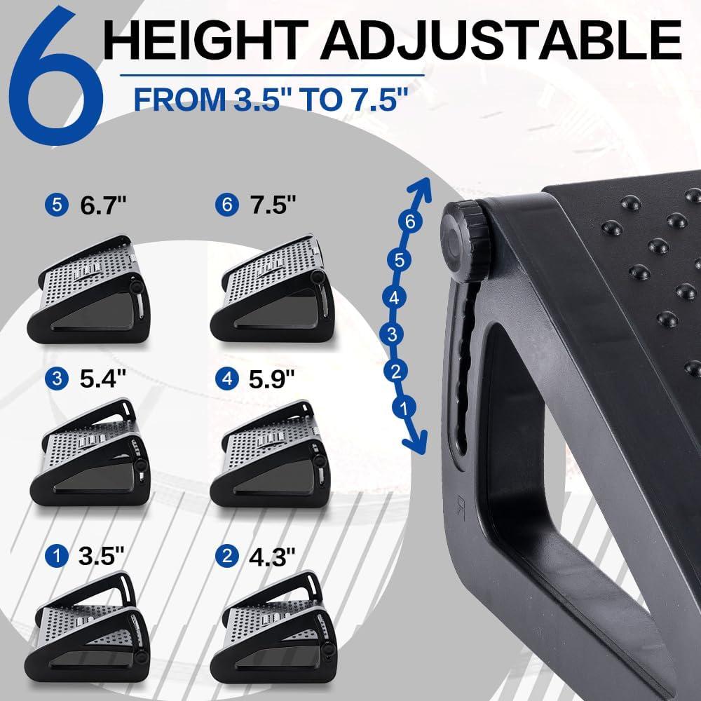 Reposapiés ergonómico ajustable ZLMHYYM con masaje - Negro