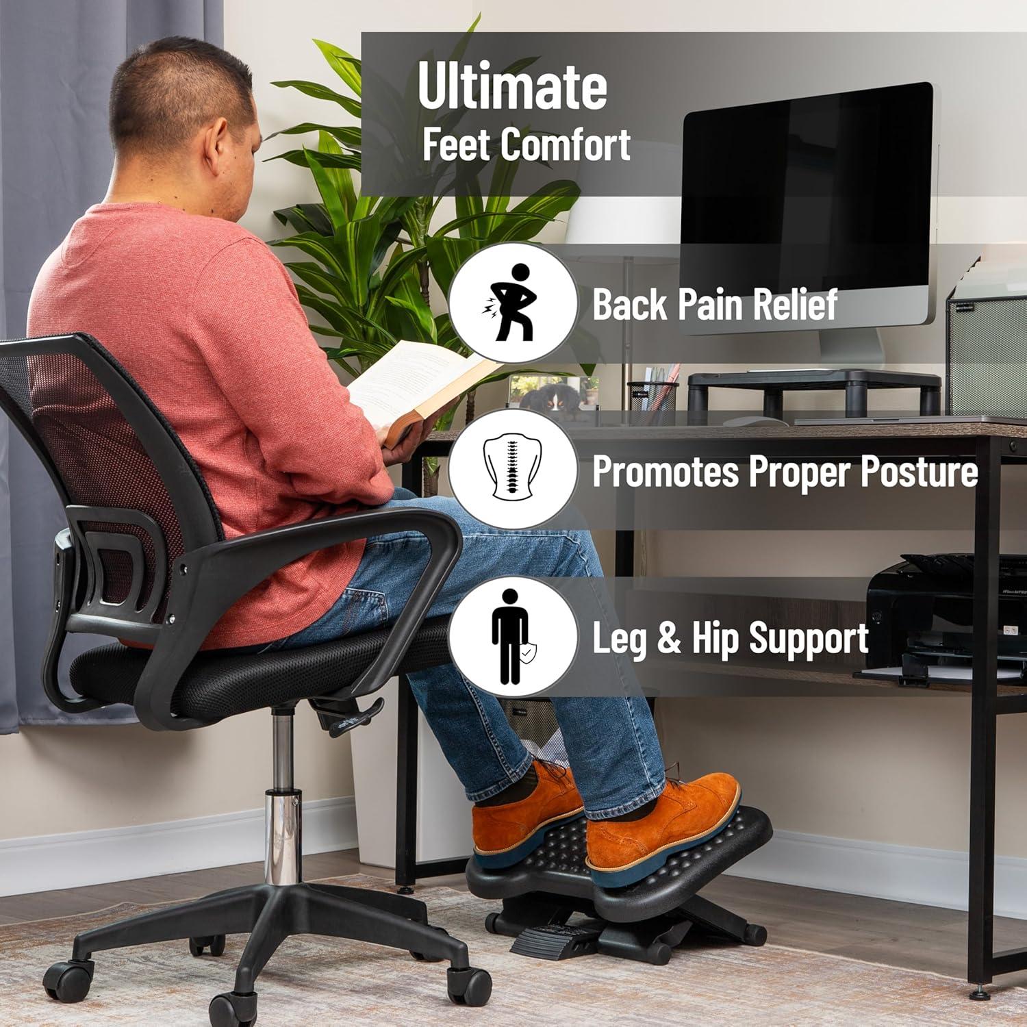 Descanso de pies ergonómico Mind Reader FTREST-BLK ajustable 43x33cm
