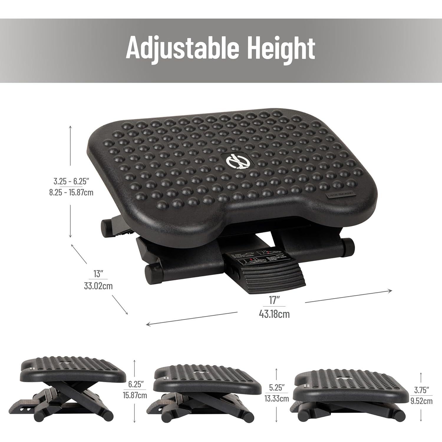 Descanso de pies ergonómico Mind Reader FTREST-BLK ajustable 43x33cm