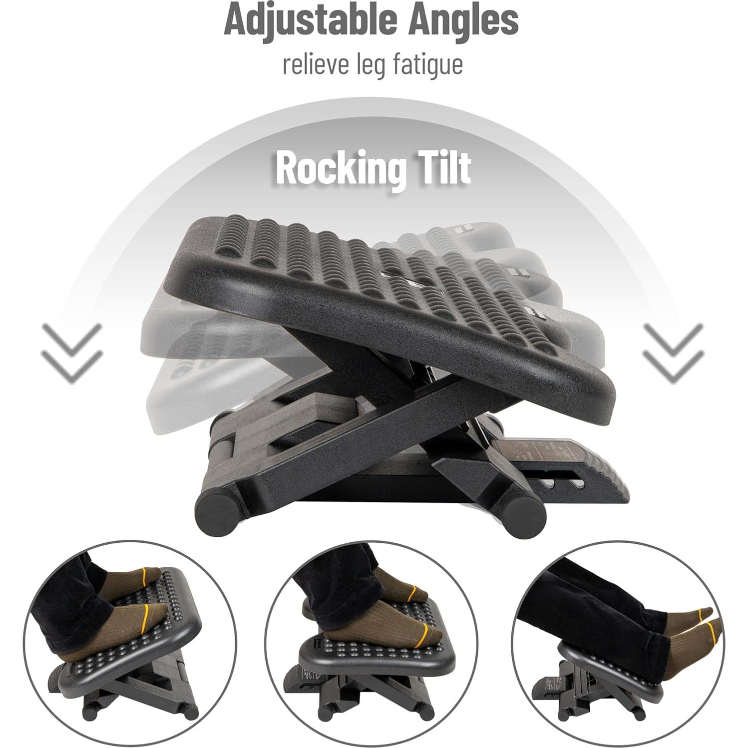 Descanso de pies ergonómico Mind Reader FTREST-BLK ajustable 43x33cm