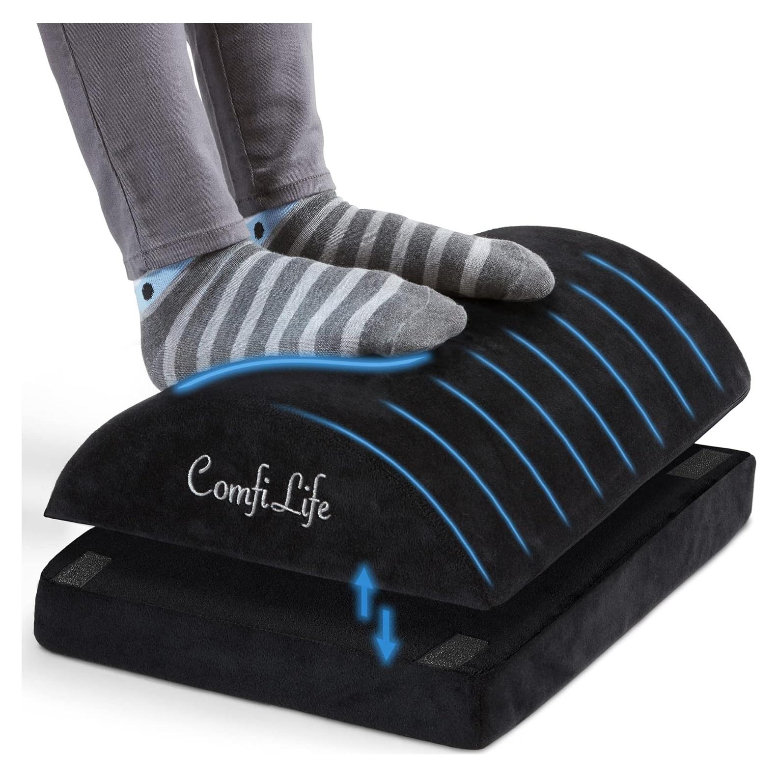 Reposapiés ComfiLife Negro - Espuma Viscoelástica Ajustable