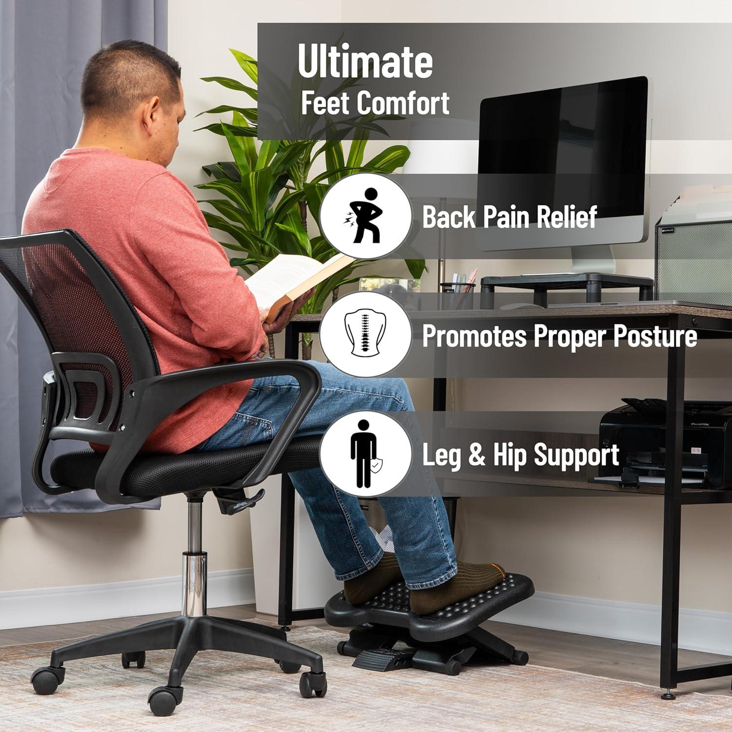 Reposa pies ergonómico Mind Reader ajustable 45.72x34.29cm negro