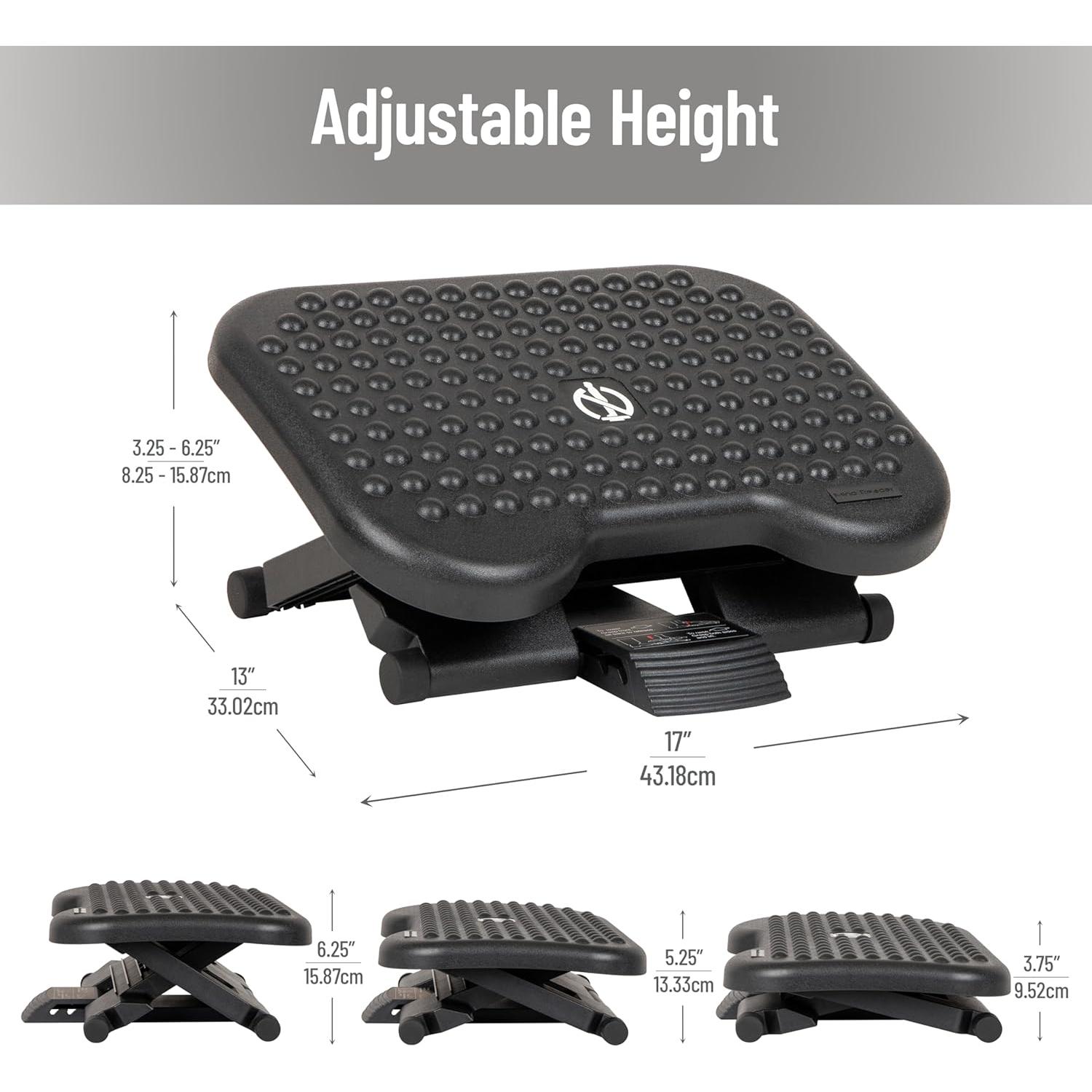 Reposa pies ergonómico Mind Reader ajustable 45.72x34.29cm negro