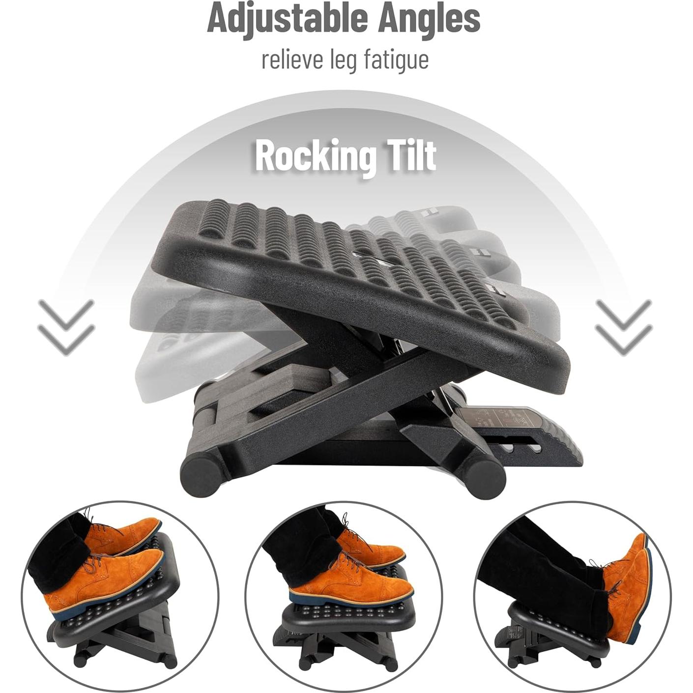 Reposa pies ergonómico Mind Reader ajustable 45.72x34.29cm negro