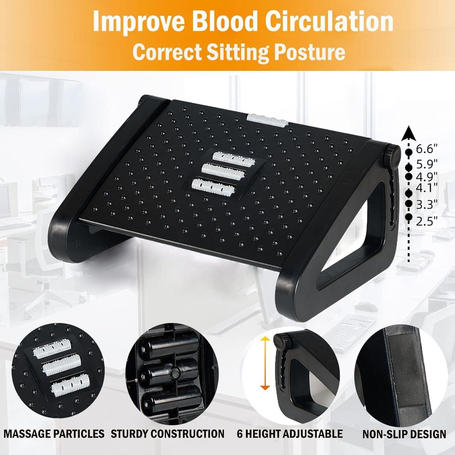 Reposapiés ergonómico Ywbtful ajustable 6 alturas con masaje
