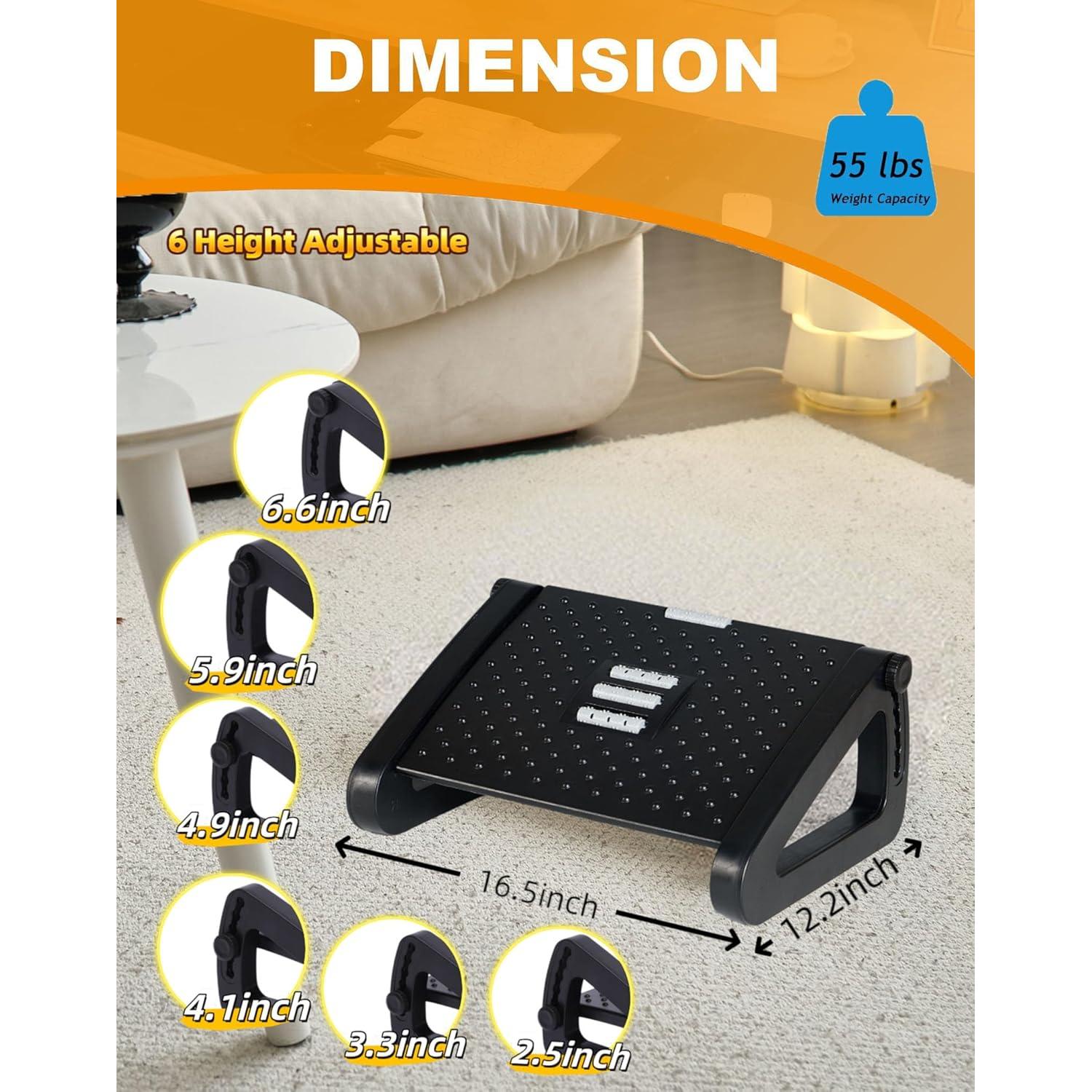 Reposapiés ergonómico Ywbtful ajustable 6 alturas con masaje