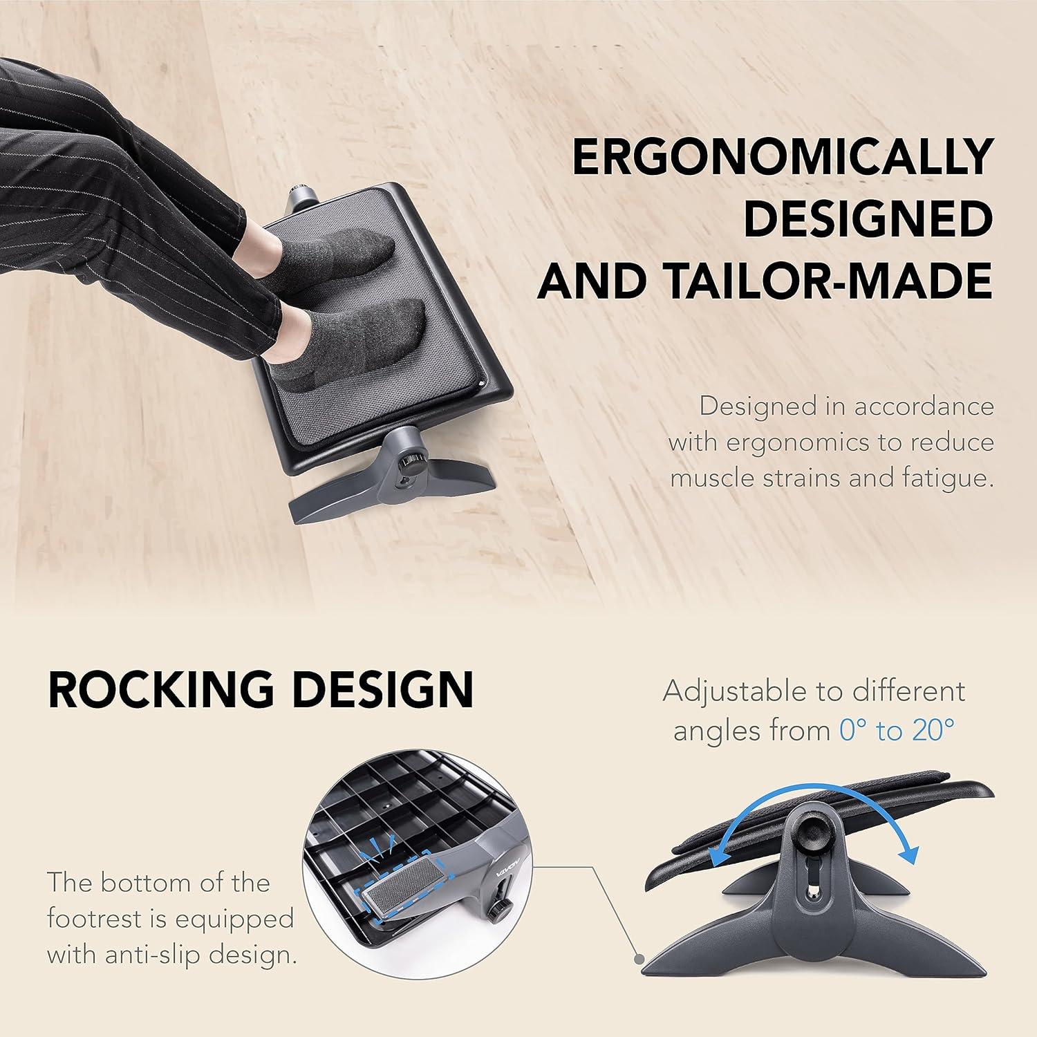 Reposapiés Ergonómico EHO Ajustable con Cojín Lavable 54.6x29cm