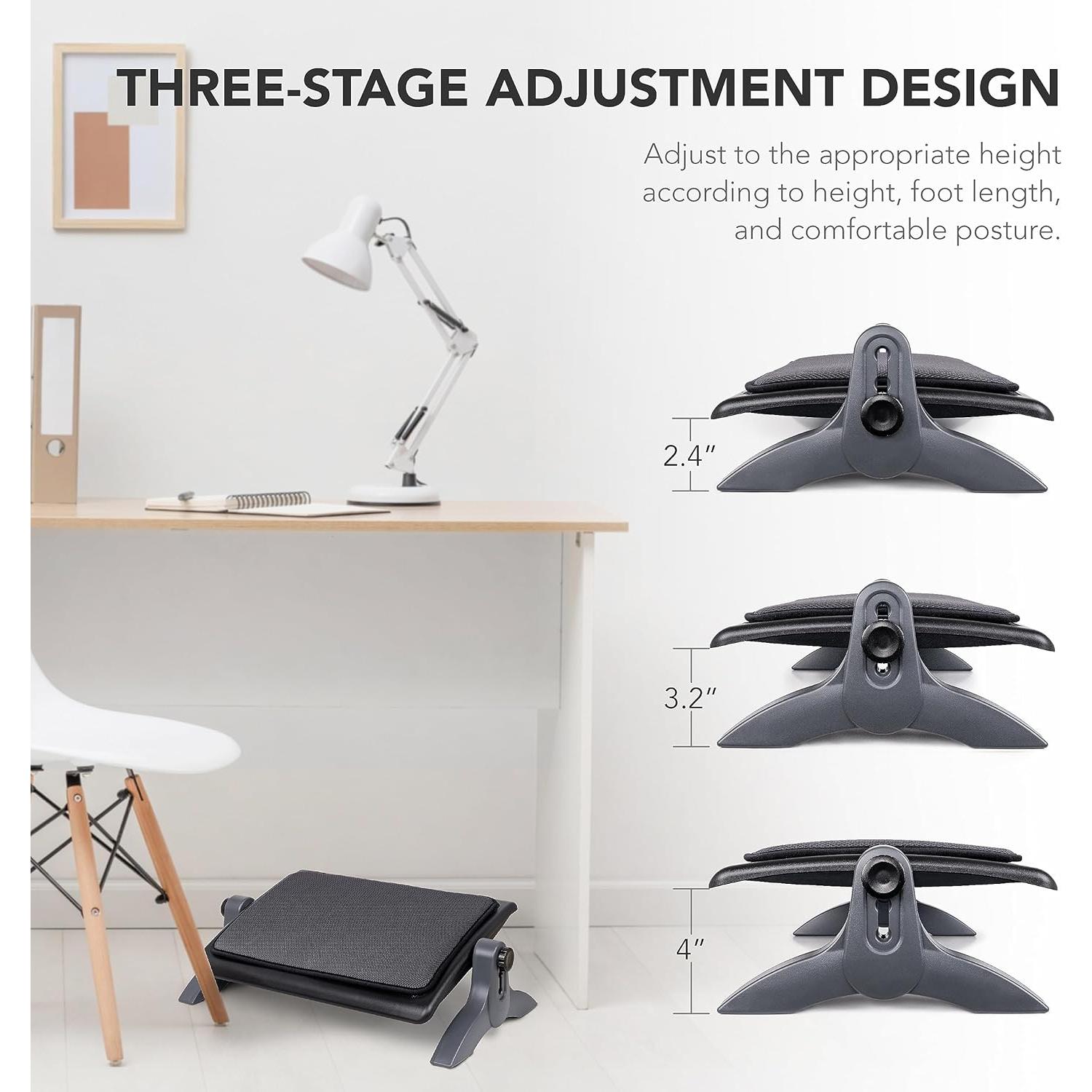 Reposapiés Ergonómico EHO Ajustable con Cojín Lavable 54.6x29cm