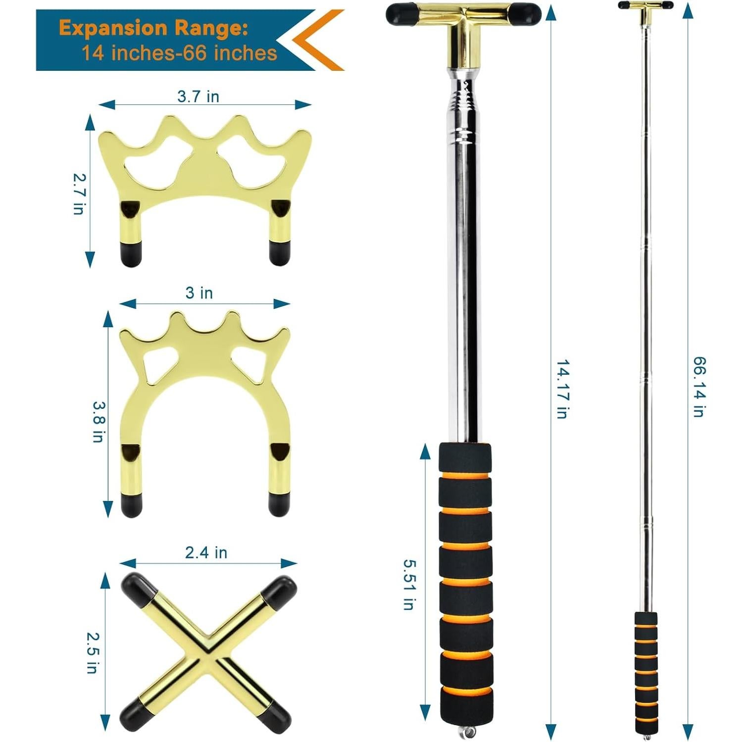 AccEncyc Retractable Billiards Cue Bridge Snooker Pool Bridge Stick Retractable Billiards Cue Stick Bridge with 3 Pcs Removable Bridge Head Pool Cue Table Accessories for Game, Competition