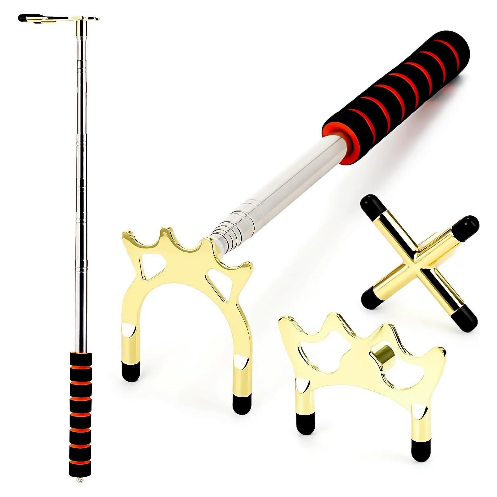 Puente de Taco de Billar Retráctil Pumtus con 3 Cabezas de Latón