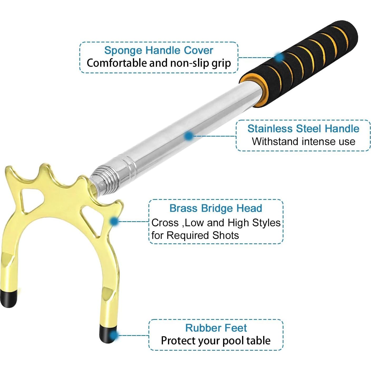 Puente de Billar Retráctil MoyanSuper con 3 Cabezas Intercambiables